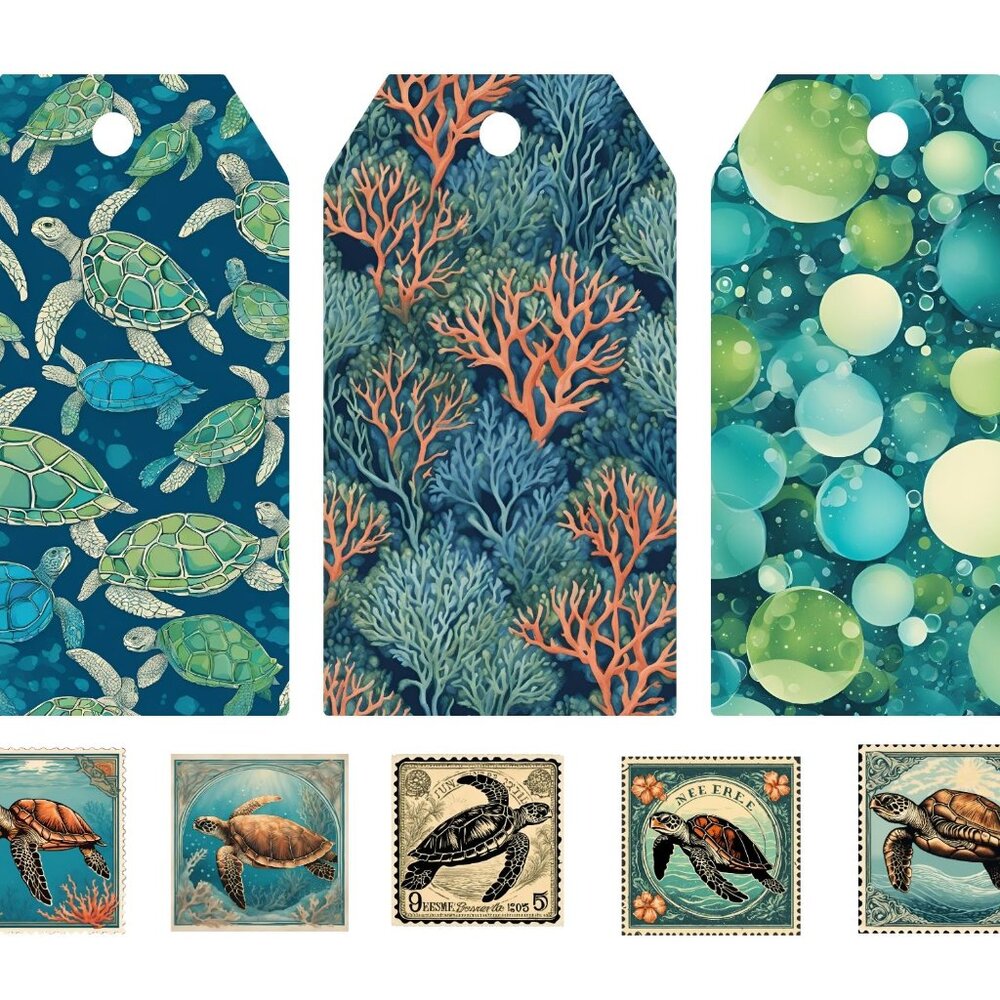 Junk Journal Sea Turtle pages - Picture 3 of 6
